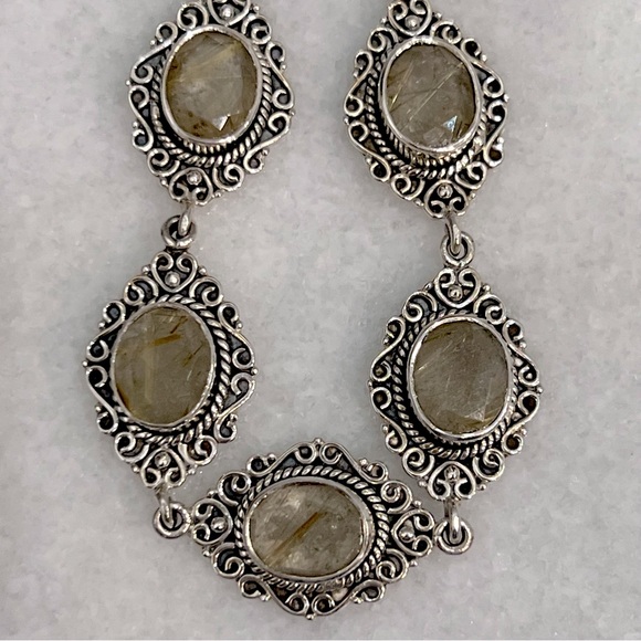 Golden Rutilated Quartz Sterling Silver Toggle Clasp Bracelet - Picture 4 of 10